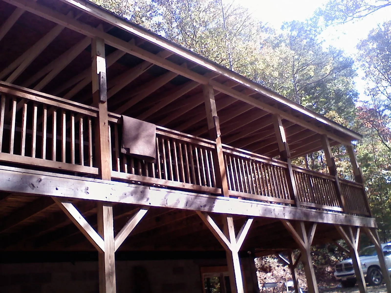 Timber framing under a new elevated porch and deck — Roof Leak Repair in Lovettsville by Roofing Brothers